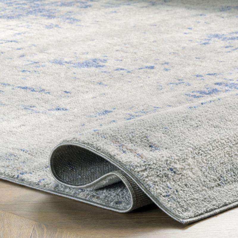 Gray and Blue Abstract 8' x 10' Synthetic Area Rug