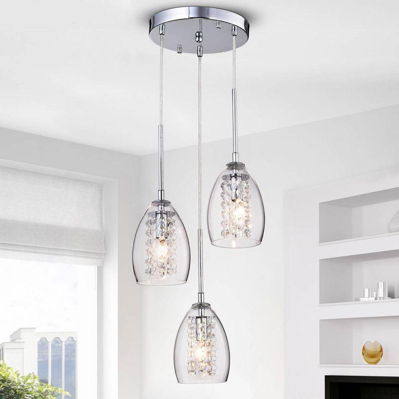 Warehouse Of Tiffany 11 X 11 X 21 Inch Light Silver Ceiling Lights: ETL Listed, Metal & Glass Pendant