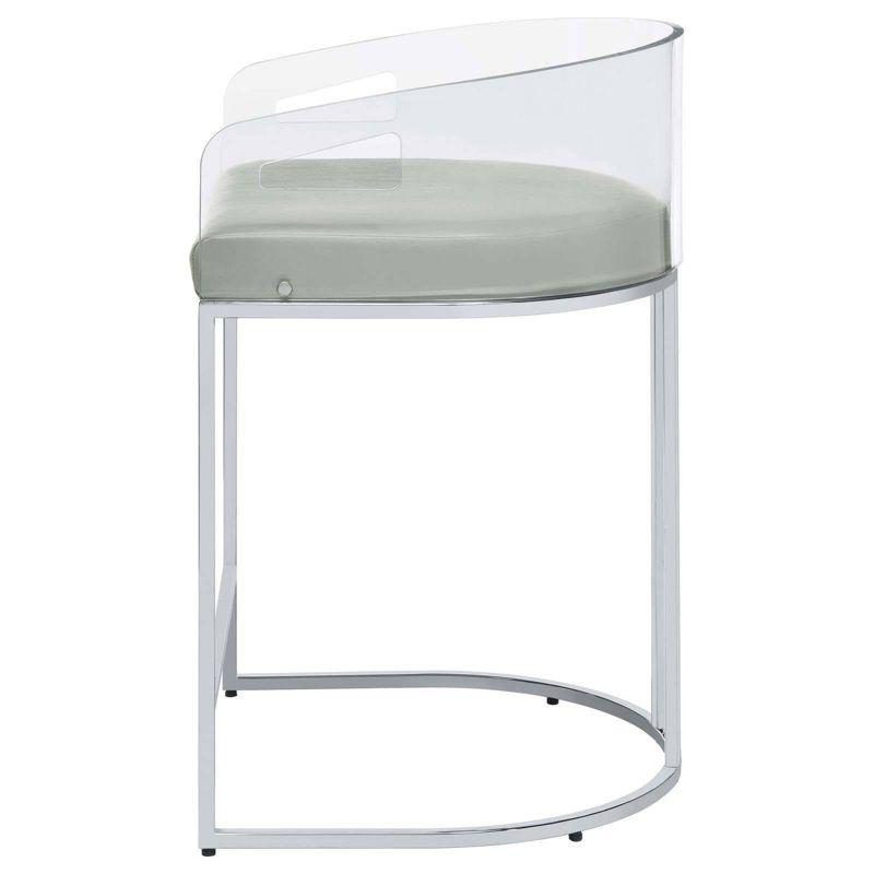 Coaster Set of 2 Thermosolis Modern Acrylic Back Upholstered Counter Height Barstools Gray/Chrome