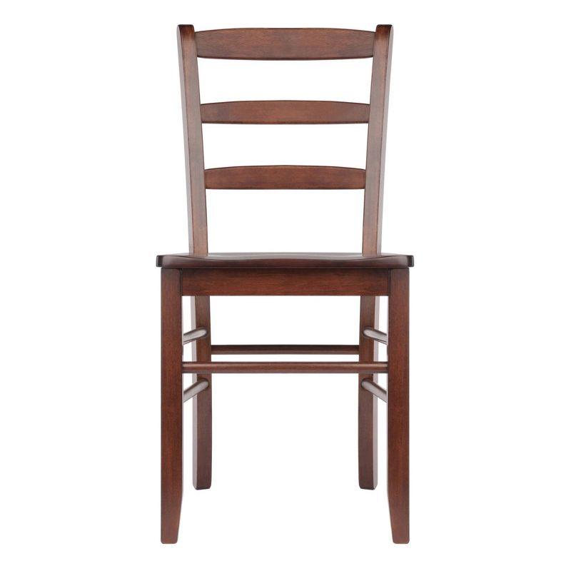 Set of 2 Walnut Ladderback Wood Side Chairs