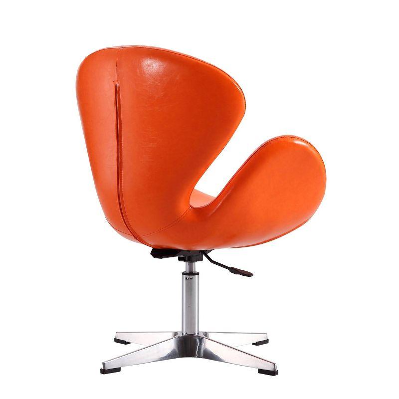 Manhattan Comfort Raspberry Faux Leather Adjustable Swivel Chair Tangerine: Chrome-Plated, Spot Clean, Metal Frame