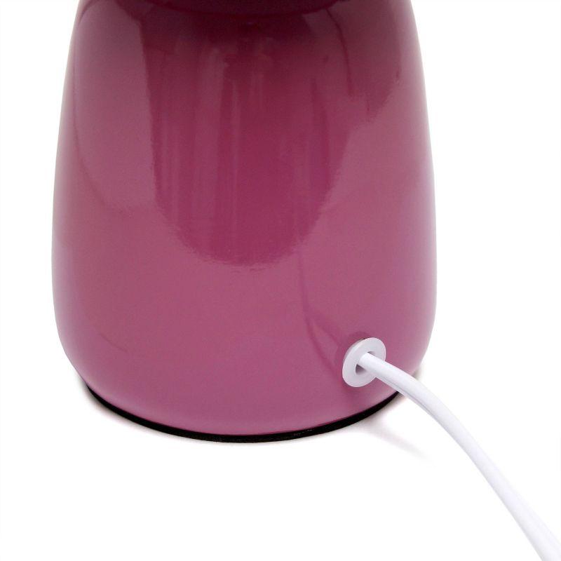 10.04" Traditional Ceramic Thimble Base Bedside Table Desk Lamp with Matching Fabric Shade Mauve - Simple Designs
