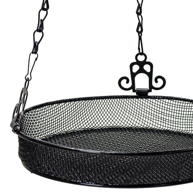 Sorbus Metal Bird Feeder Hanging Tray in Black