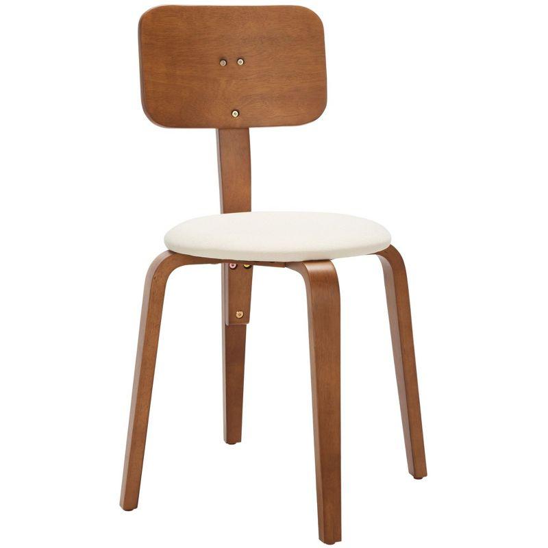 Jo Stackable Upholstered Dining Chairs (Set of 2) - DCH1010 - Walnut/Cream - Safavieh