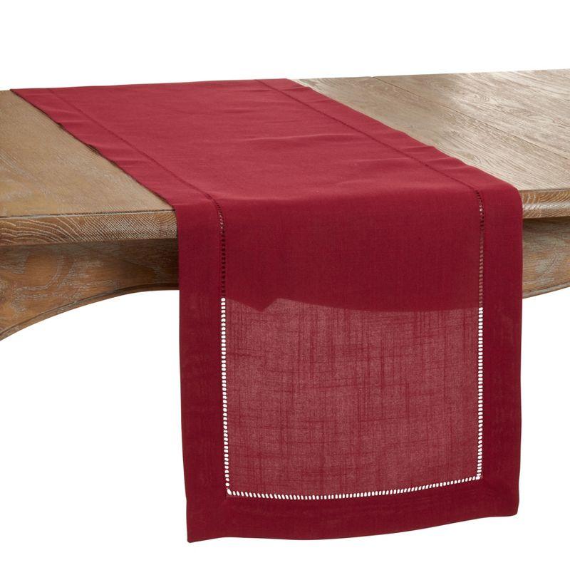 Crimson Polyester Hemstitch Border Table Runner