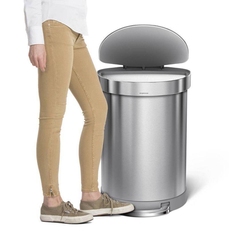 simplehuman Semi-Round Hands-Free Kitchen Step Trash Can with Soft-Close Lid