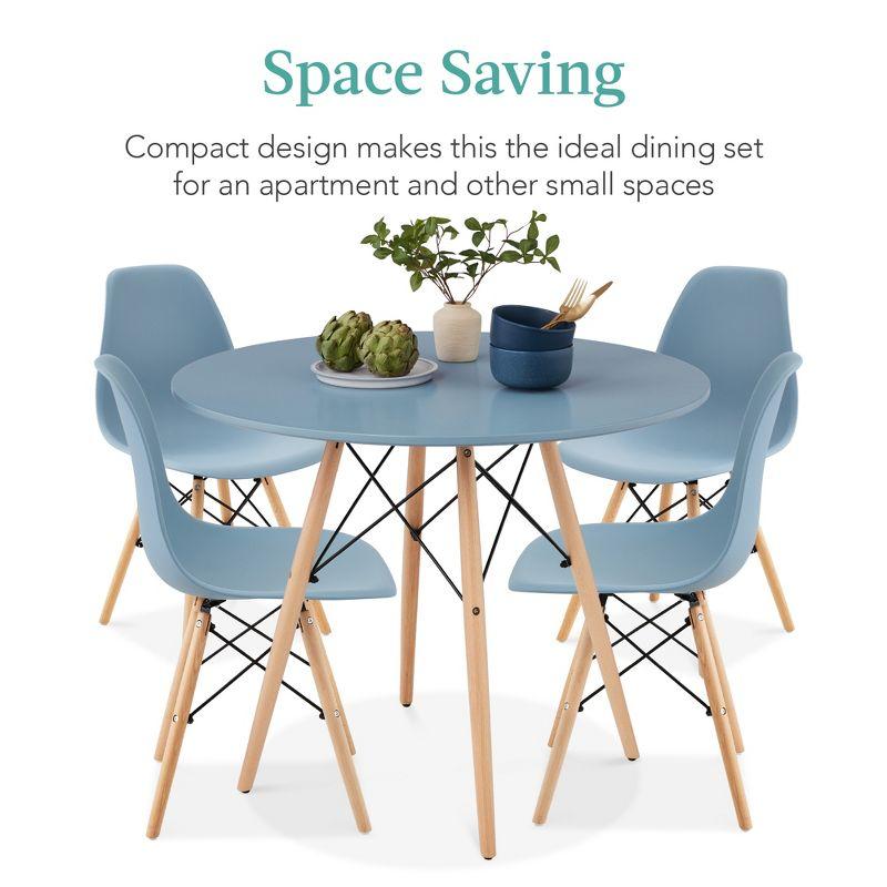 Best Choice Products 5-Piece Compact Mid-Century Modern Dining Set w/ 4 Chairs, Wooden Legs