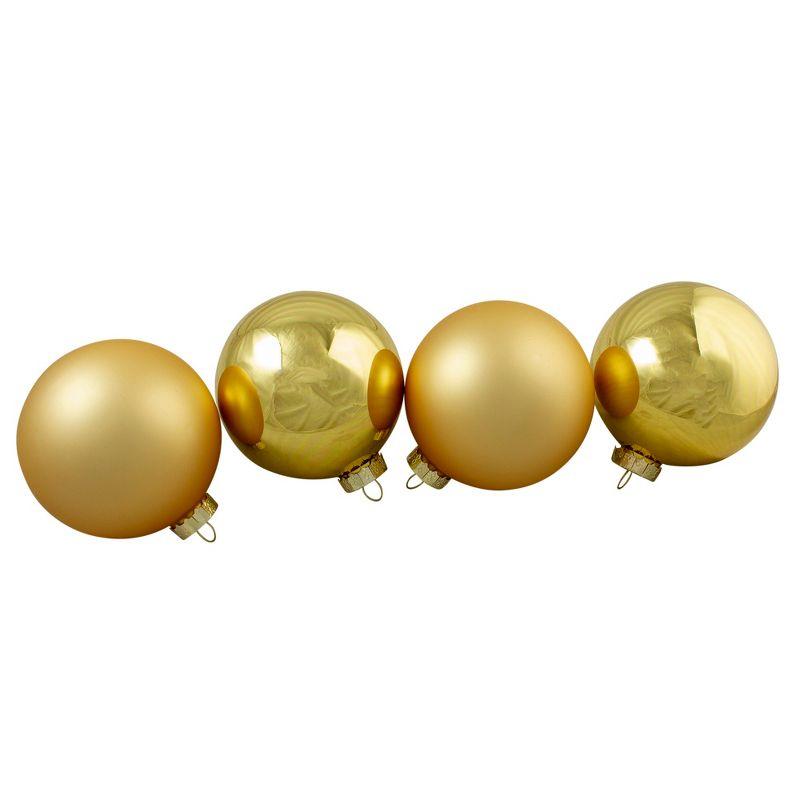 Gold Matte and Shiny Glass Christmas Ball Ornaments Set of 4