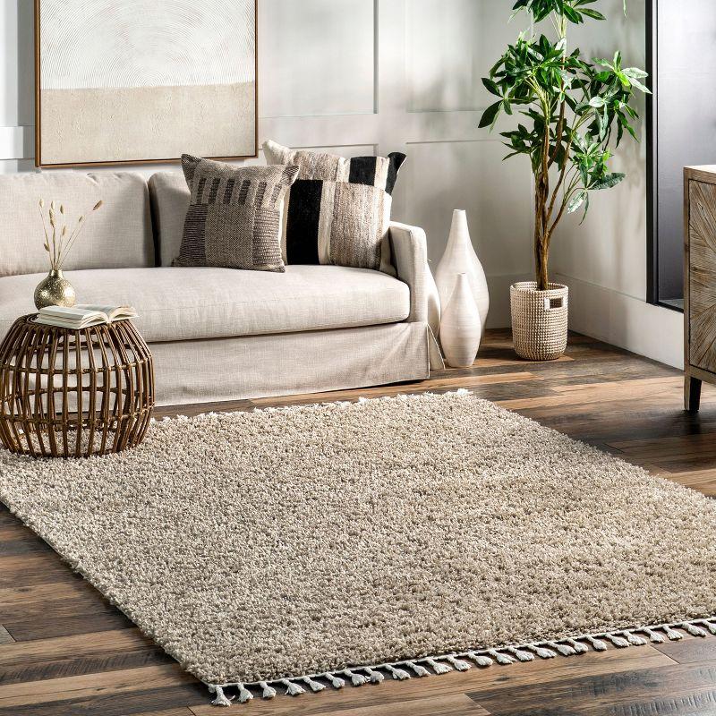 Nuloom Neva Solid 3x5 Accent Shag Indoor Area Rug for Living Room Bedroom Dining Room Nursery Entryway, Beige/Ivory