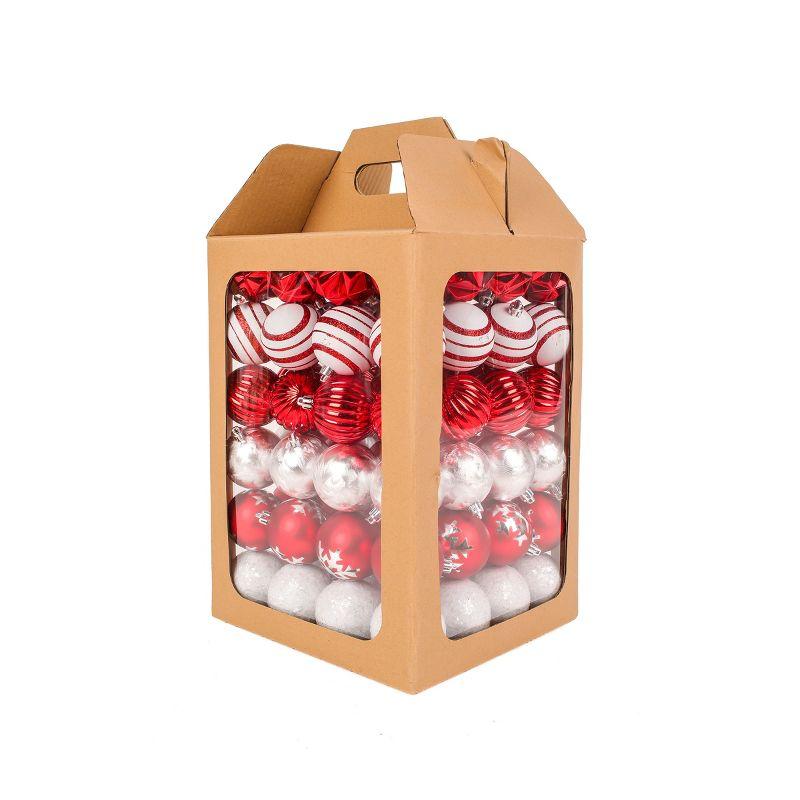 National Tree Company First Traditions Christmas Tree Ornaments, Red and White Ball Assortment, Set of 96