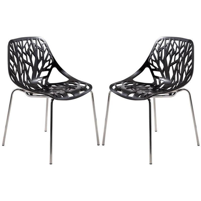 LeisureMod Asbury Open Back Plastic Stackable Dining Side Chair, Set of 2