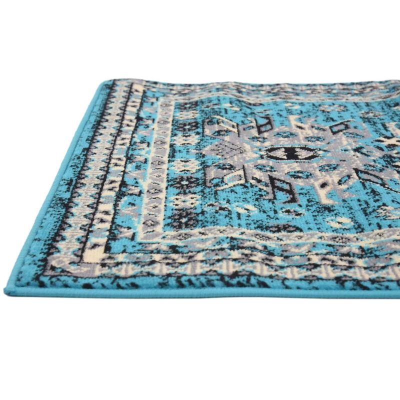 Unique Loom 2' 7 x 10' 0 Runner Turquoise Taftan Oasis Area Rug