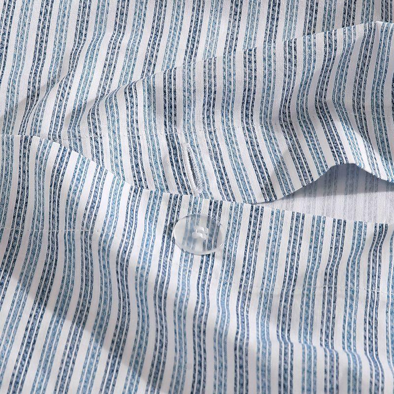 Eddie Bauer Eddie Bauer Ticking Stripe Navy Cotton Percale Duvet Cover Set