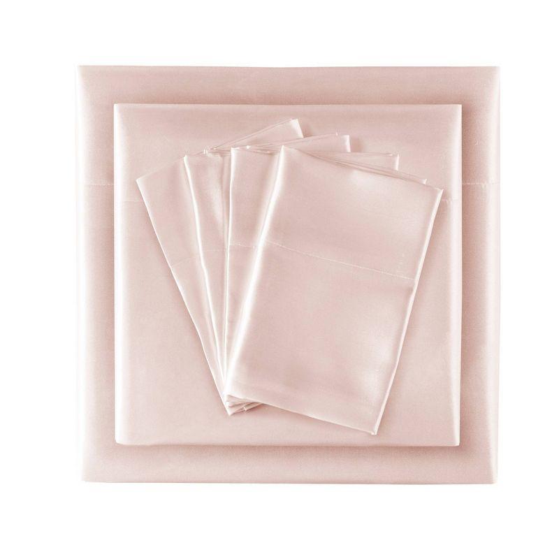 California King Satin Luxury 6pc Sheet Set Blush