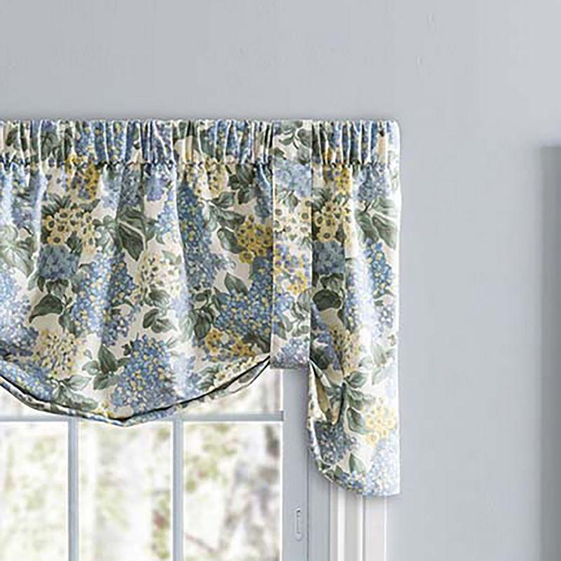 Ellis Hydrangea Classic Pattern Printed 3" Rod Pocket Window Tie Up Valance 60"x24" Blue