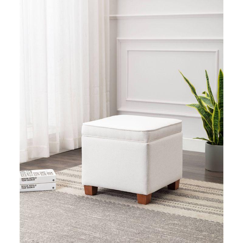 Square Storage Ottoman with Piping and Lift Off Lid - WOVENBYRD