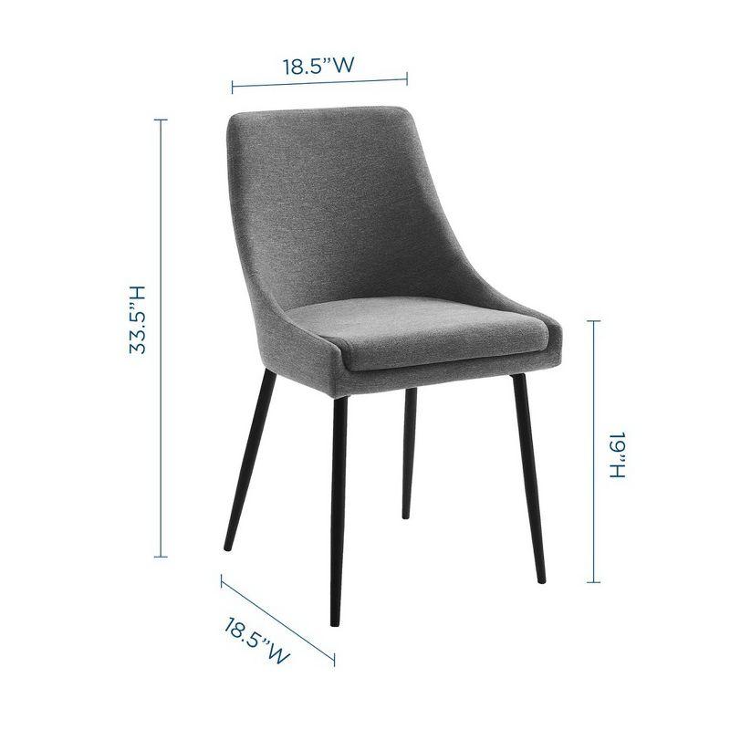 Modway Viscount Dining Chairs – Upholstered Fabric Set of 2 in Black Charcoal with Tapered Wood Legs, Mid-Century Modern Seating