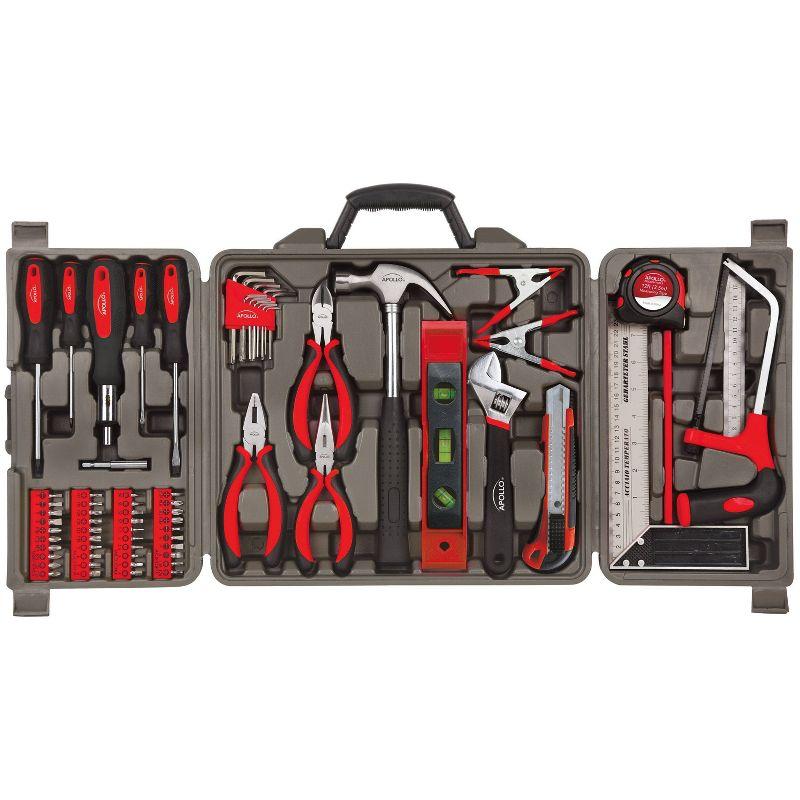 Apollo Tools 71pc DT0204 Household Tool Kit Red: Comfort-Grip, Steel & Rubber, Easy Storage, Lifetime Warranty
