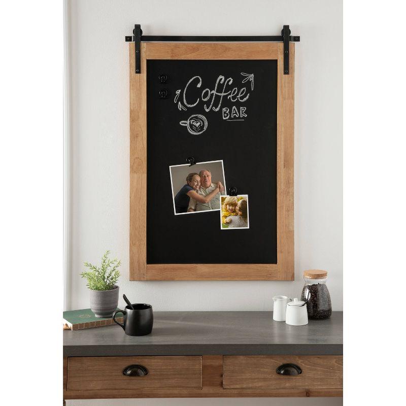 Rustic Brown and Black Magnetic Wood Framed Chalkboard