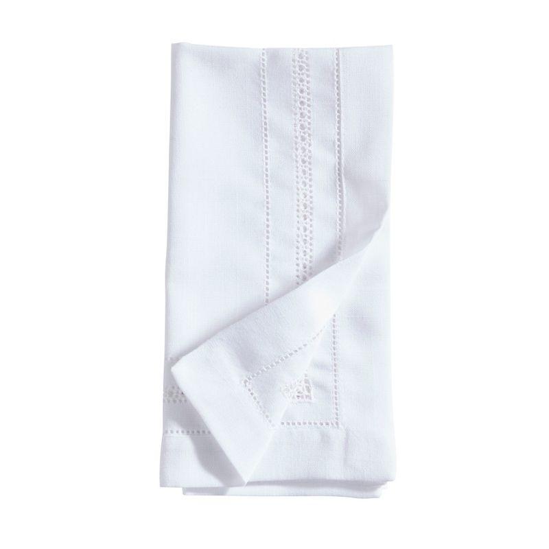 White Hemstitch Square Dinner Napkins (Set of 12)