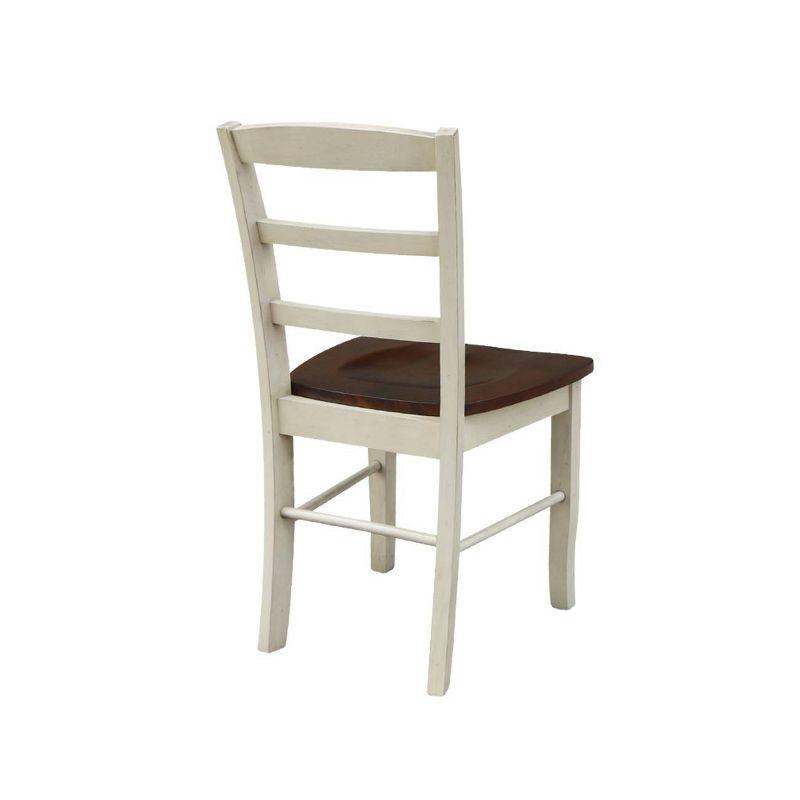 Set of 2 Madrid Ladderback Chairs Antiqued Almond/Espresso - International Concepts: Solid Wood, Unupholstered, Spot Clean