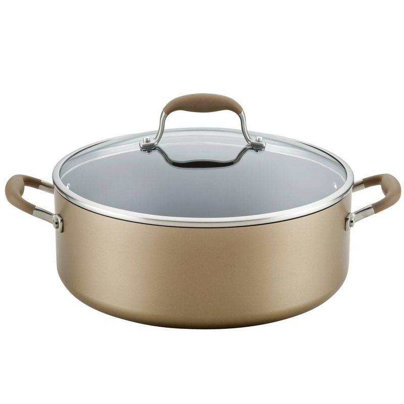 Anolon Advanced Home 7.5qt Covered Wide Stockpot Bronze: Nonstick Hard Anodized Aluminum, Gas & Electric Compatible