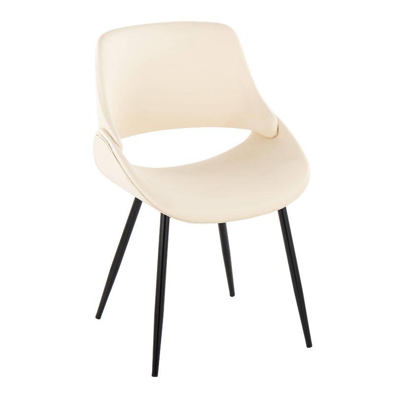 Cream Faux Leather Upholstered Dining Chair with Black Metal Legs