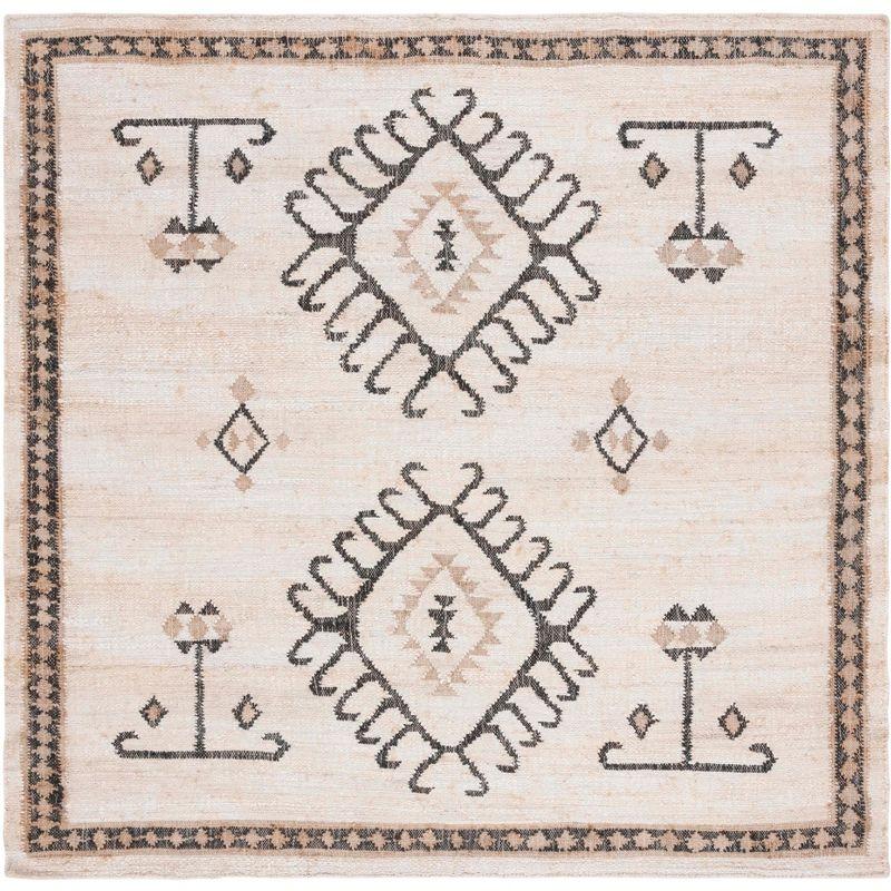 Kilim KLM762 Flat Weave Accent Rug - Ivory/Black - 3'x3' - Safavieh