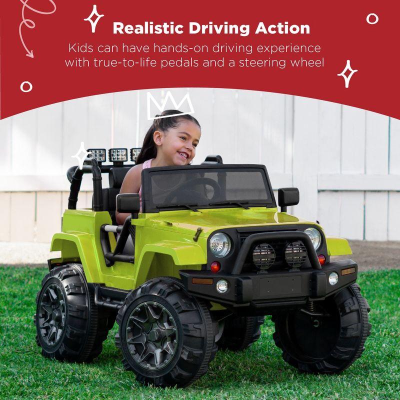 Best Choice Products 12V Kids Ride On Truck Car w/ Remote Control, Spring Suspension, Bluetooth, LED Lights - Green