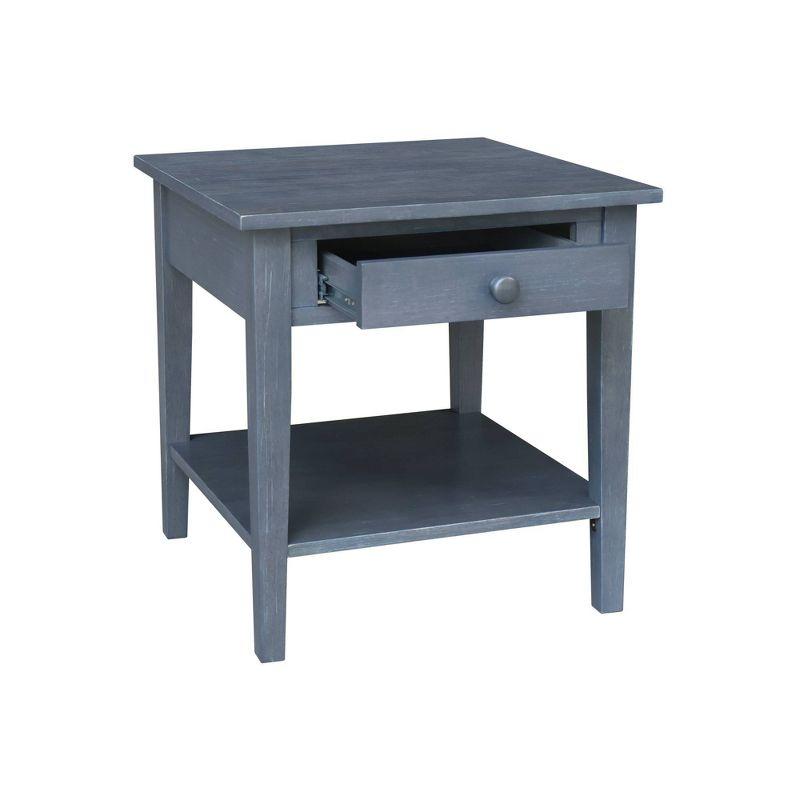 International Concepts Spencer End Table Antique Washed Heather Gray: Modern Square Hardwood Side Table, 25" High