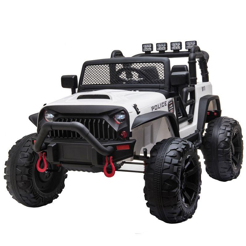 Aosom Kids Ride On Car 12V Battery-Powered Electric Truck with Wide Seat, Parent Remote Control & Bluetooth Music, White