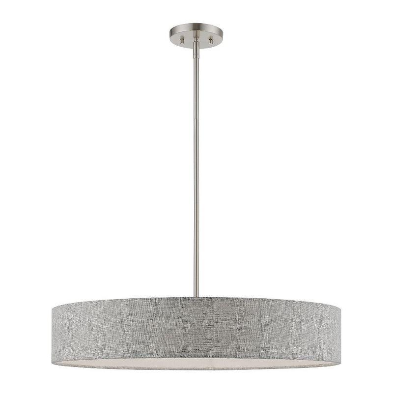 Livex Lighting Elmhurst 5 - Light Pendant in  Brushed Nickel/Shiny White