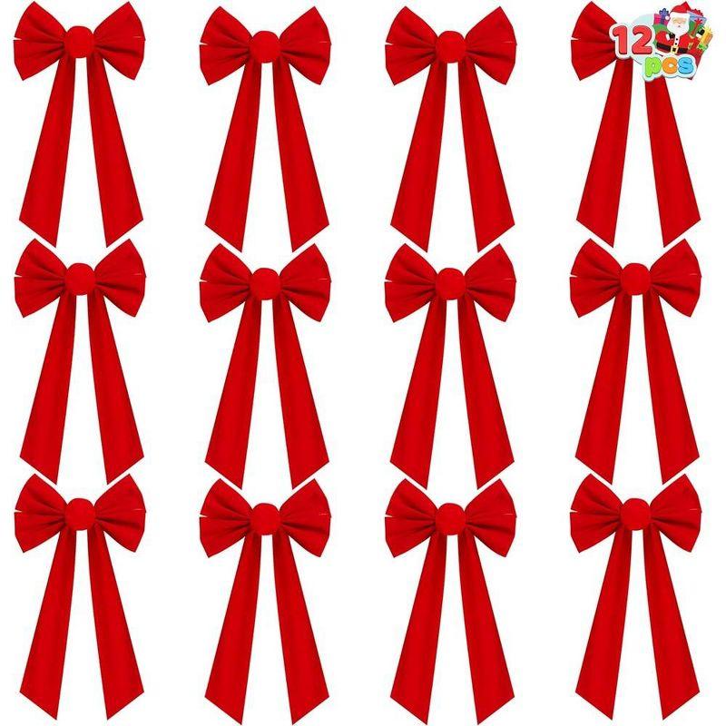 JOYFY 12pcs Christmas Red Velvet Bow Decoration for Christmas Party