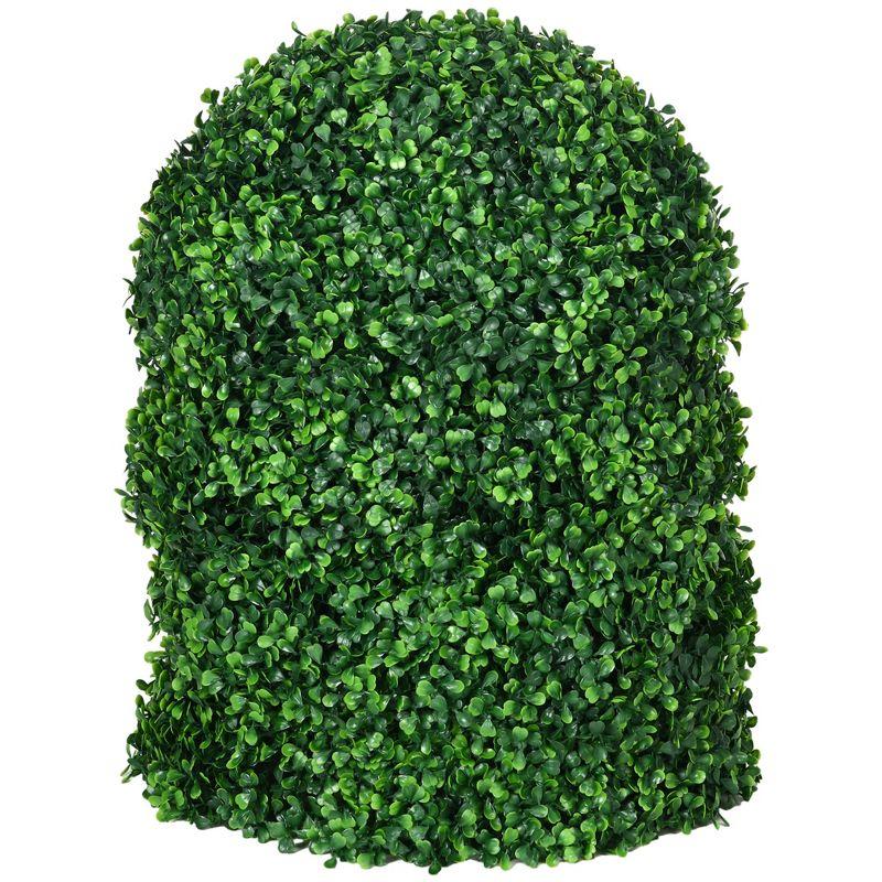 HOMCOM Artificial Boxwood Topiary Trees Balls, Set of 2 Potted Indoor Outdoor Fake Plants for Home Office, Living Room Decor