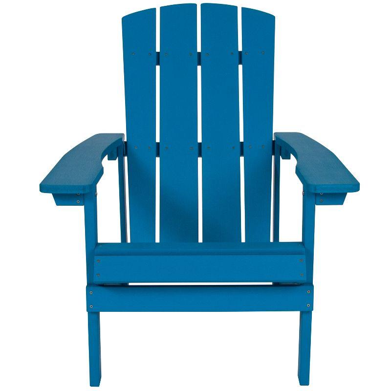 Flash Furniture Set of 2 Charlestown All-Weather Poly Resin Wood Adirondack Chairs in Blue