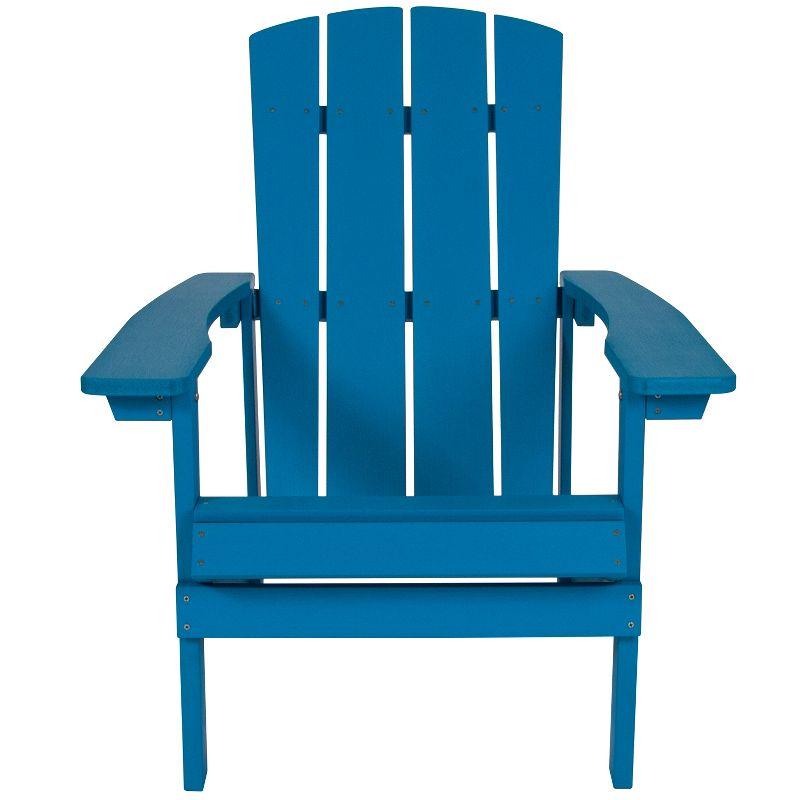 Coastal Blue Poly Resin Adirondack Chair Set with Cushions