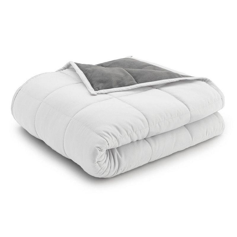 Reversible Luxe Fleece 12lb Weighted Blanket in Grey/White
