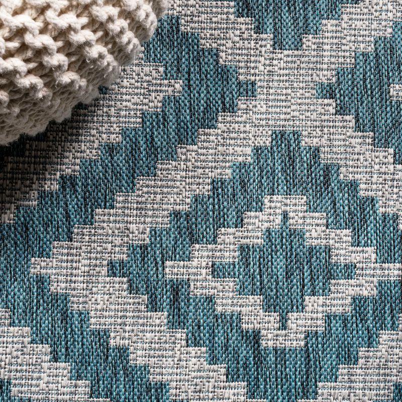 Reversible Sintra Diamond Blue/Gray Geometric Indoor/Outdoor Rug