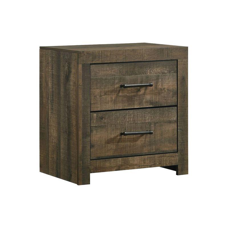 Rustic Brown 2-Drawer Solid Wood Nightstand