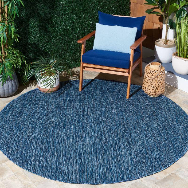 Courtyard Navy 47" Round Synthetic Indoor/Outdoor Area Rug