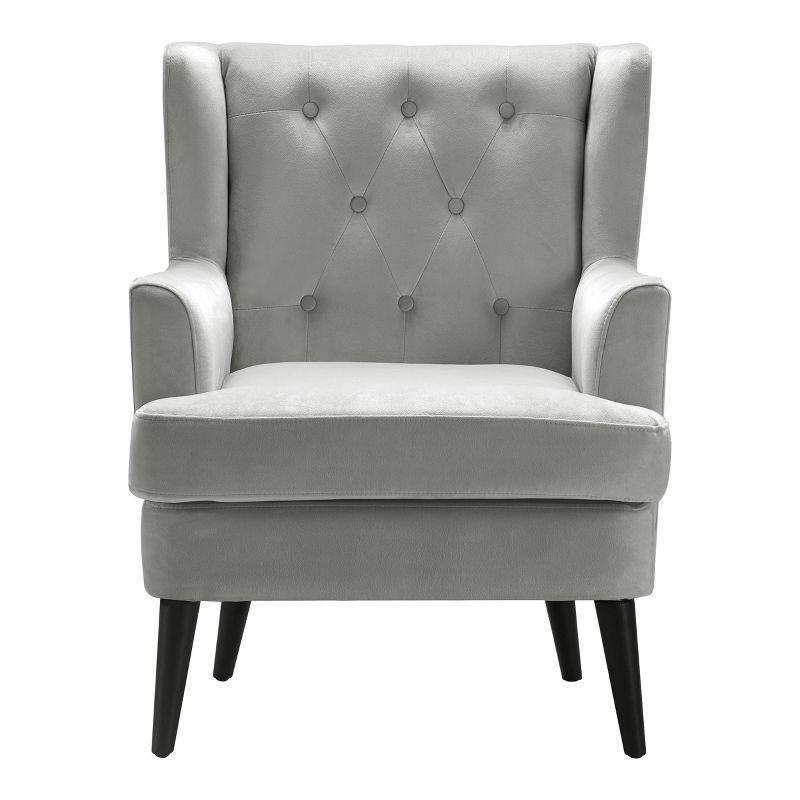 Pearl Grey Velvet Tufted Wingback Accent Chair 29.9"