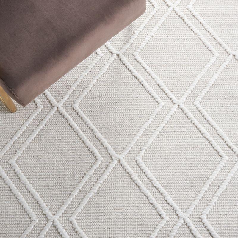 Light Grey and Ivory Square Flatweave Wool Rug