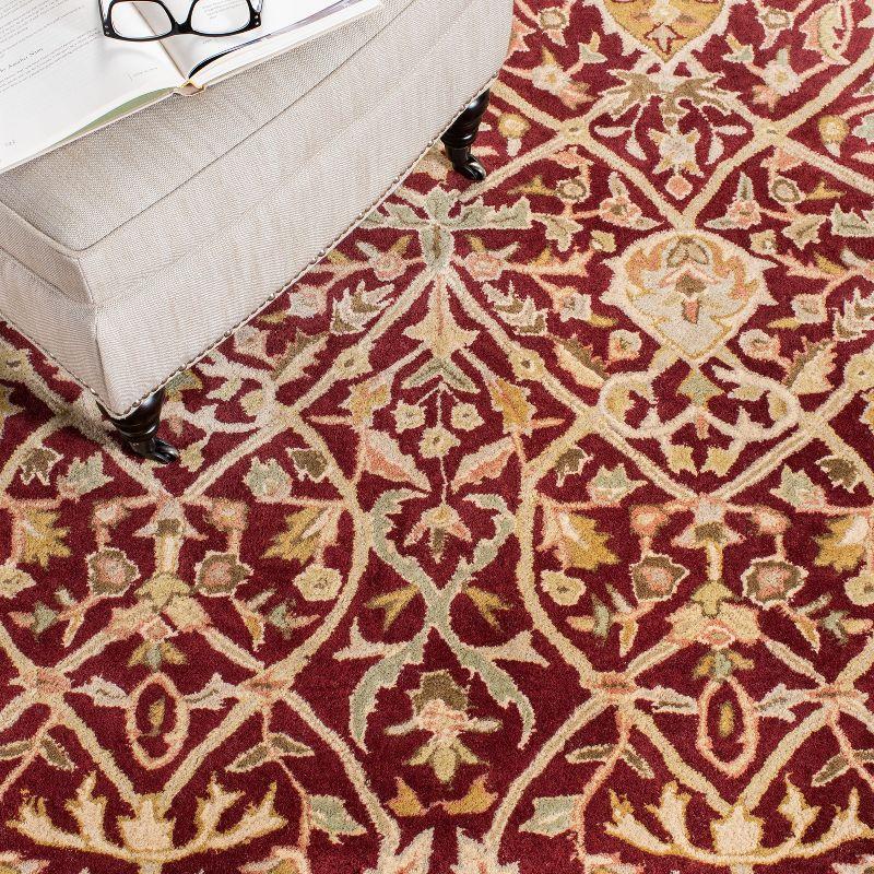 Red and Gold 8' x 8' Square Hand-Tufted Wool Area Rug