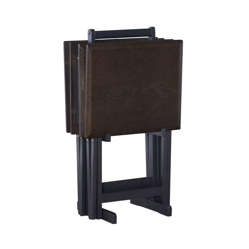 Marlowe Classic Gray Washed Oak Veneer Tray Table Set