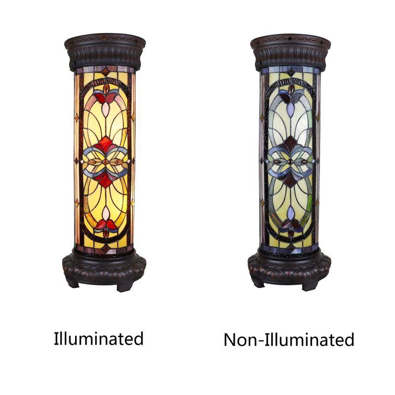 Chloe Lighting Ruby Spectacle Tiffany-Glass 2 Light Victorian Pedestal Light Fixture 30" Tall