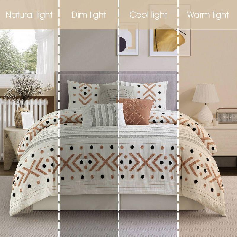 Nanshing 7pc Olga Geometric Comforter Set Light Taupe