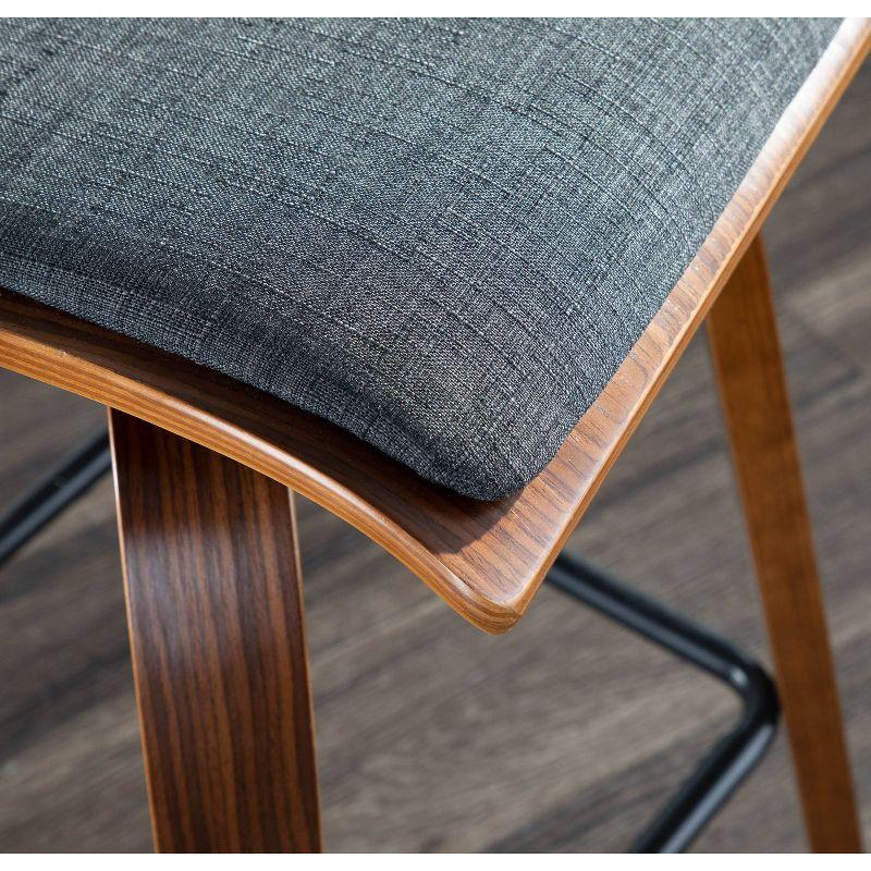 Set of 2 Folia Counter Height Barstools Walnut/Charcoal - LumiSource: Upholstered, Wood Frame, Fixed Height
