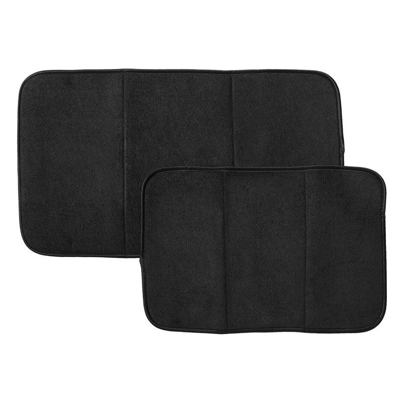 Black Microfiber Reversible Foldable Dish Drying Mat Set