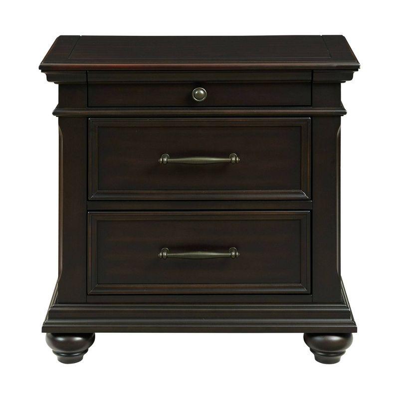 Brooks 3 Drawer Nightstand with USB Ports Black - Picket House Furnishings: Bedroom Storage, Felt-Lined Drawer