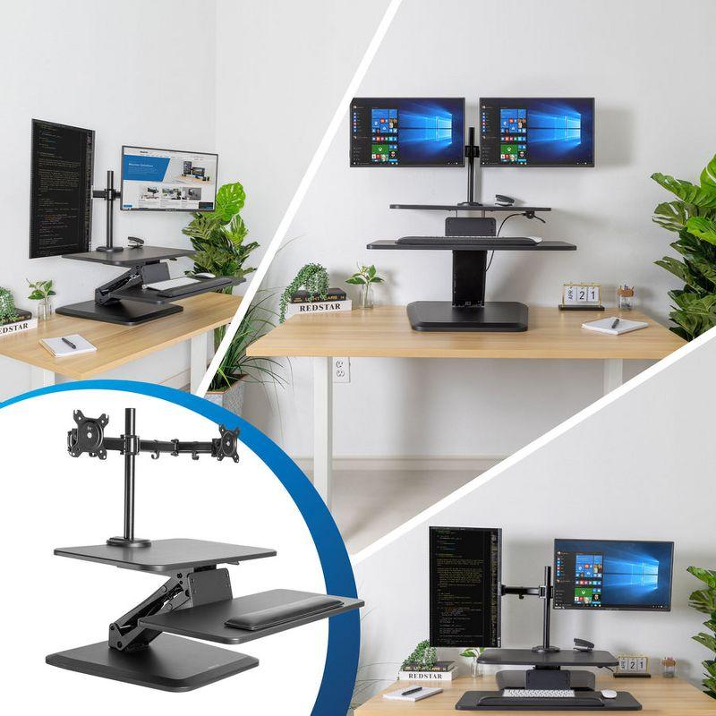 Mount-It! Height Adjustable Sit Stand Workstation, Standing Desk Converter with Dual Monitor Mount